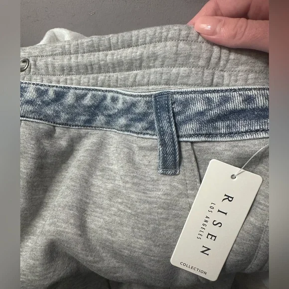 Risen Los Angelas Heather Gray Sweatpants with Denim Trim NWT (see description) - Picture 7 of 8